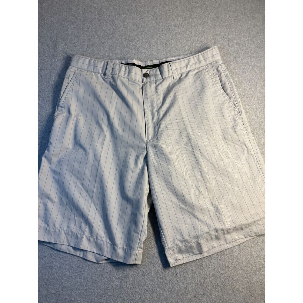 Callaway Chino Shorts Mens Size 36 White Striped Polyester Pockets Mid Rise Logo